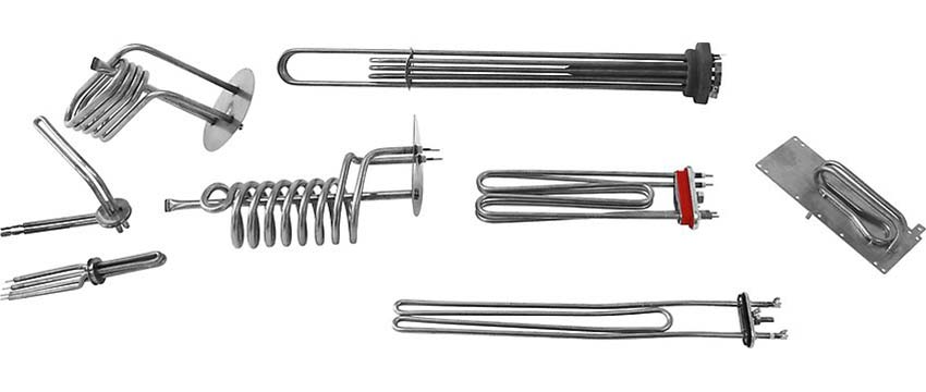 Tubular heating elements for liquid